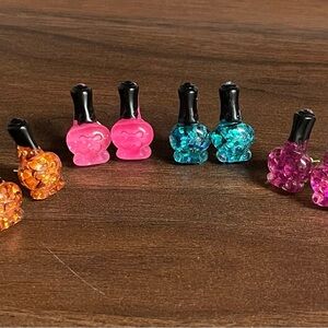 Colorful Set of 4 polish earrings